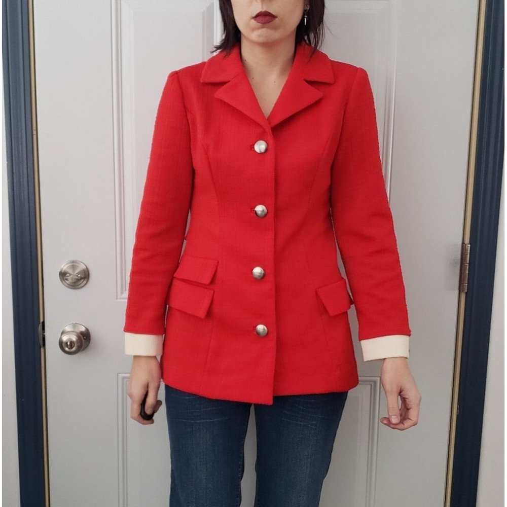 70s Red‎ and Cream Polyester Jacket